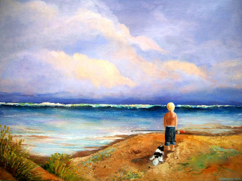Dog Painting - Beach Buddies by Susan M Fleischer