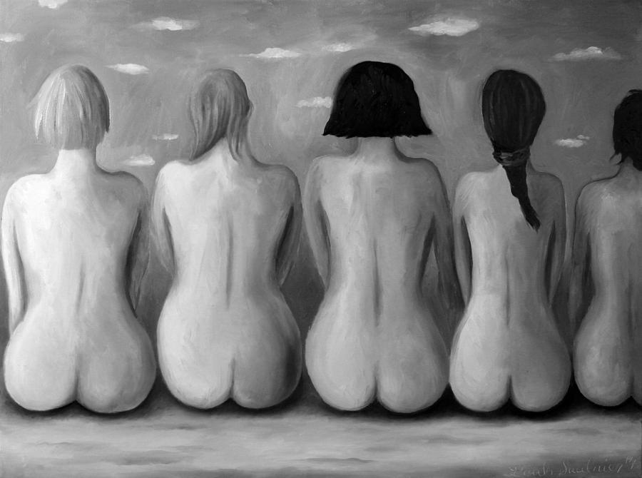 Nude Painting - Beach Bums bw by Leah Saulnier The Painting Maniac