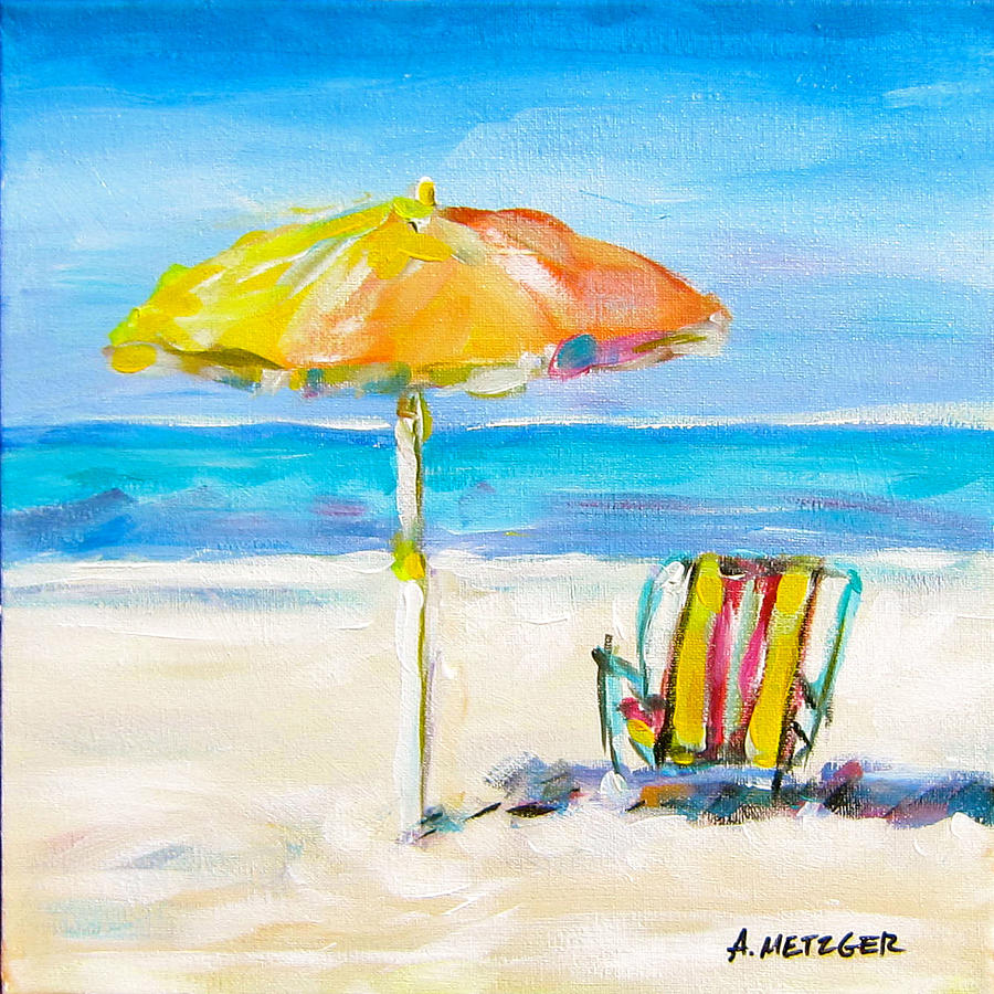 Beach Chair Painting by Alan Metzger