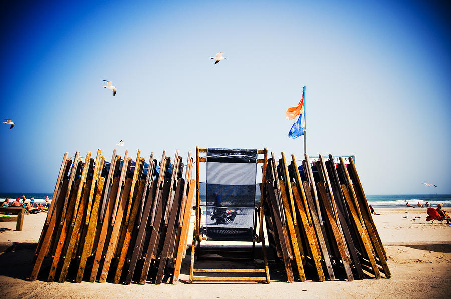 Bird Photograph - Beach Chairs by Eric Benjamin