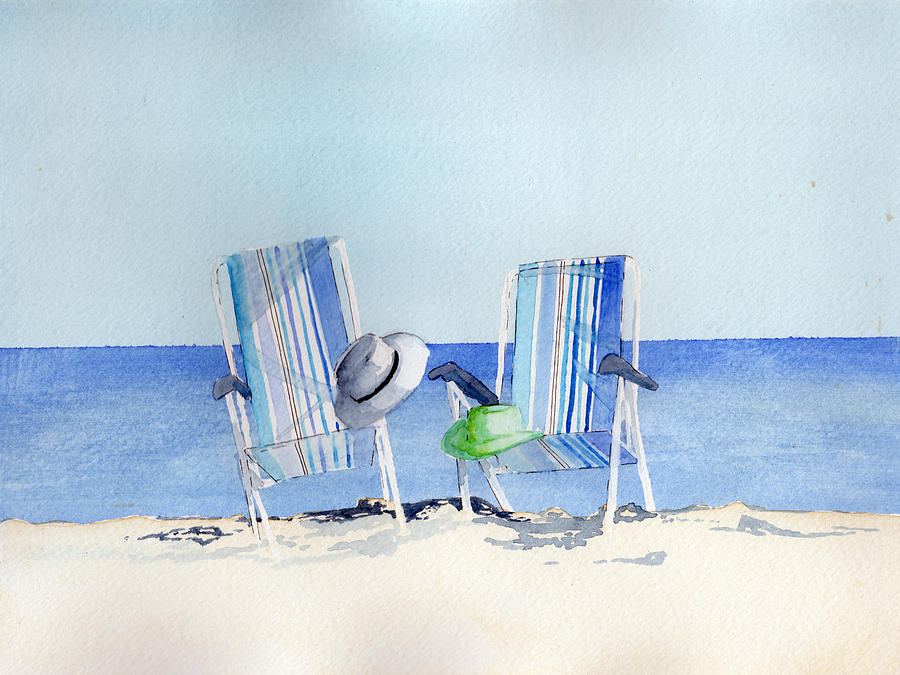 Beach Chairs Painting by Sean Parnell