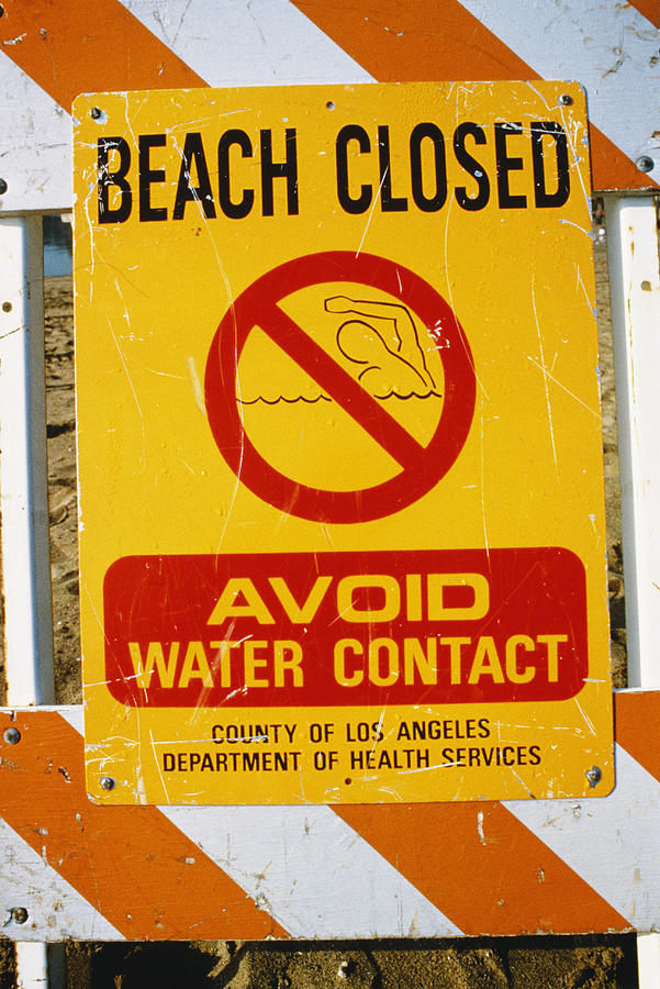 Beach Closed Due To Pollution Photograph by Joseph Sohm