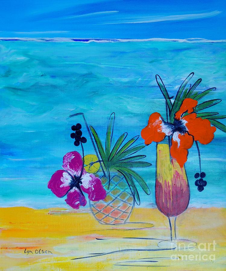 Beach Cocktails Painting by Lyn Olsen