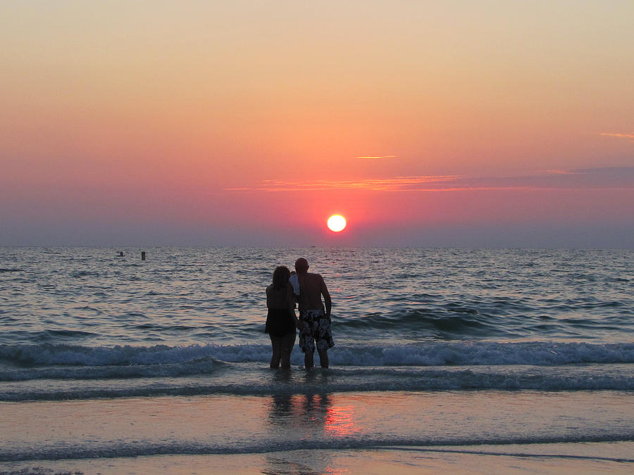 Beach Couple Clearwater Sunset Photograph by RobLew Photography