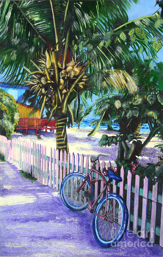 Beach Cruiser Caye Caulker Belize Painting by Lee Vanderwalker - Fine ...