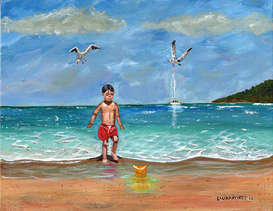 Beach Day Painting by Laura Forde