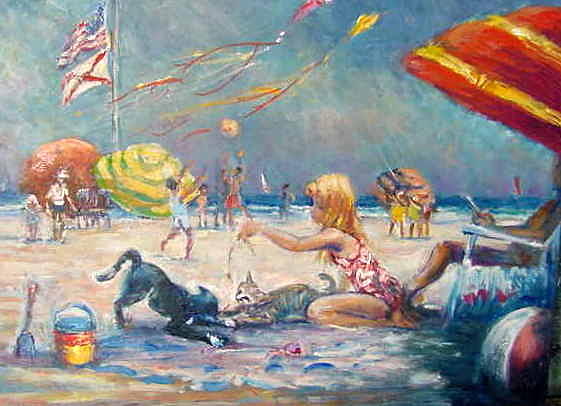 Beach Day Painting by Philip Corley