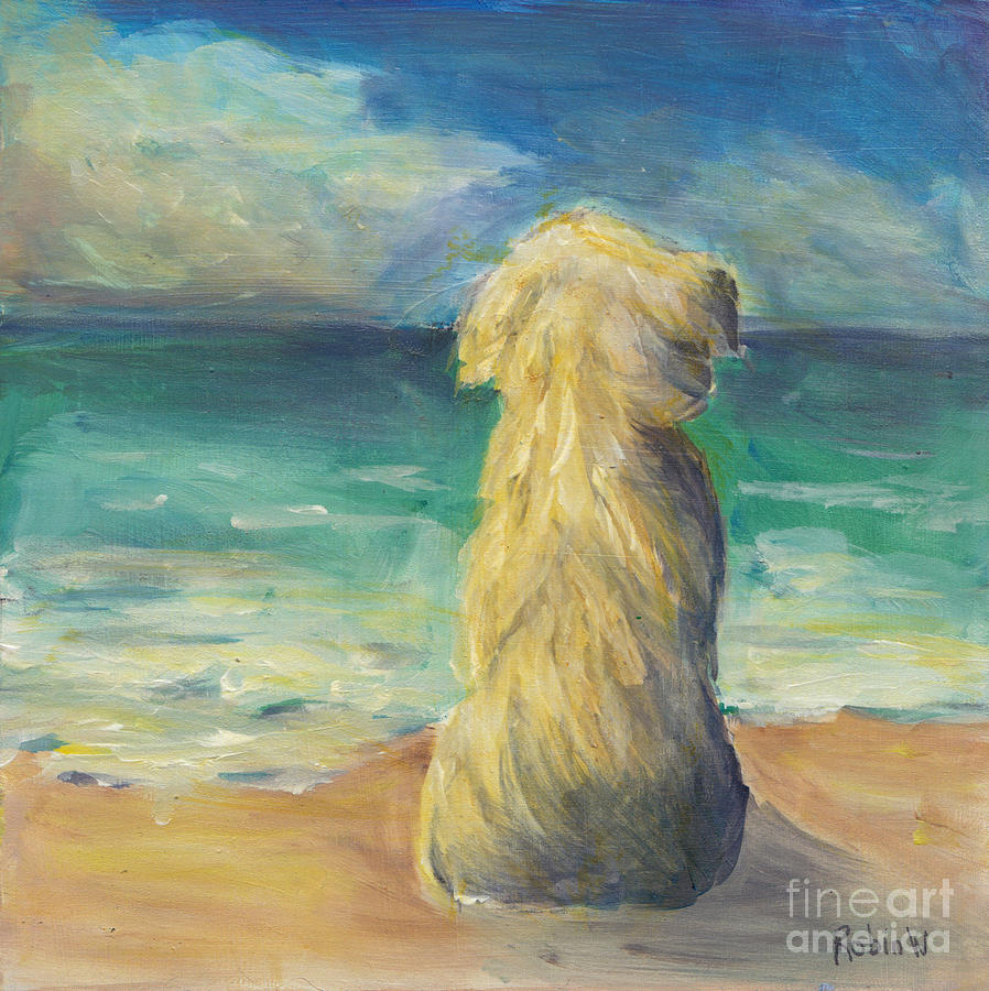 Beach Dog Painting by Robin Wiesneth
