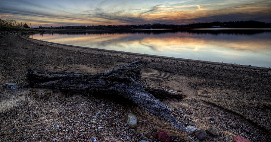 Sunset Photograph - Beach Driftwood by David Dufresne