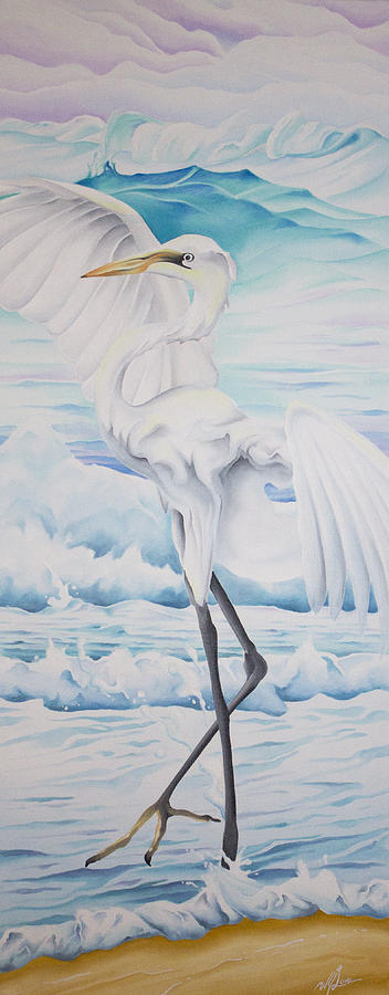 Beach Egret Painting by William Love