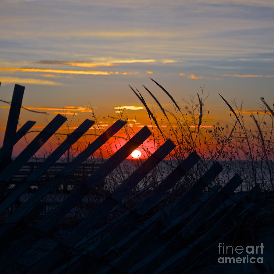 Sunset Photograph - Beach Fence by Amazing Jules