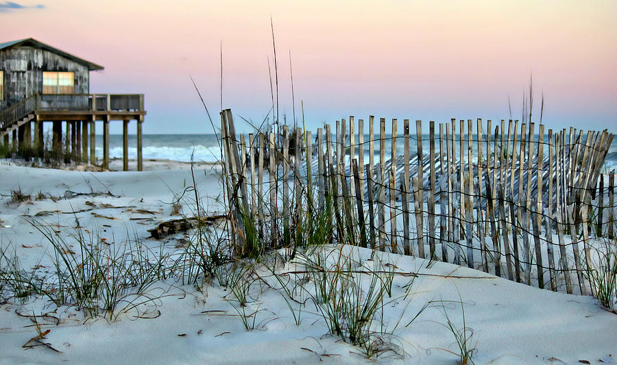 Beach Fence at Dusk Photograph by Lynn Jordan