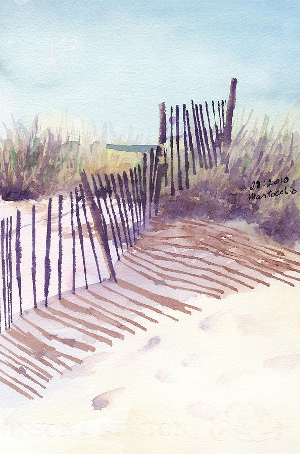 Beach Painting - Beach Fence by Peter Martocchio