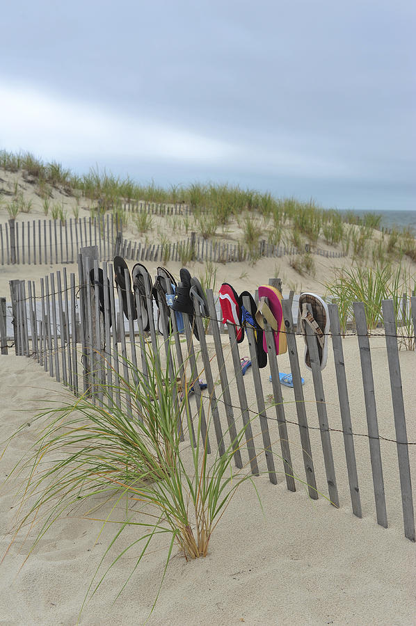 Beach Fence Shoes Seaside NJ Photograph by Terry DeLuco