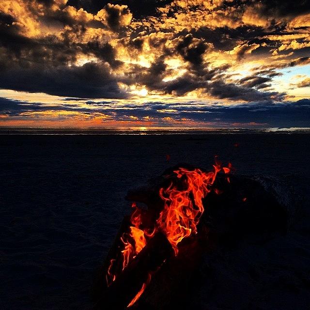 Summer Photograph - #beach #fire #campfire #beachfire by Steven Shewach
