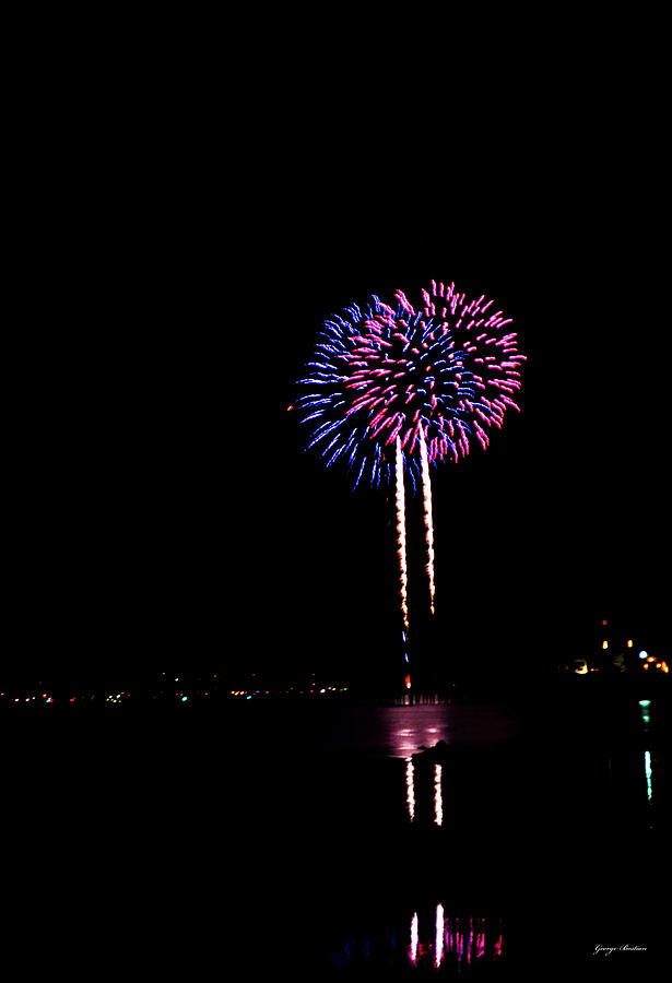 Beach Fireworks On The 4th Of July 003 Photograph by George Bostian