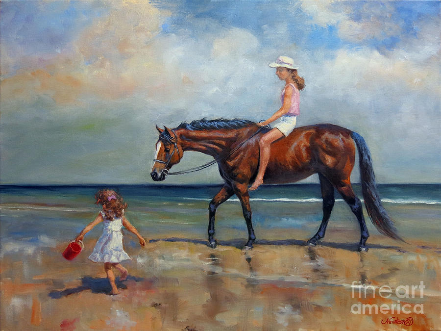 Landscape Painting - Beach Girls II by Jeanne Newton Schoborg