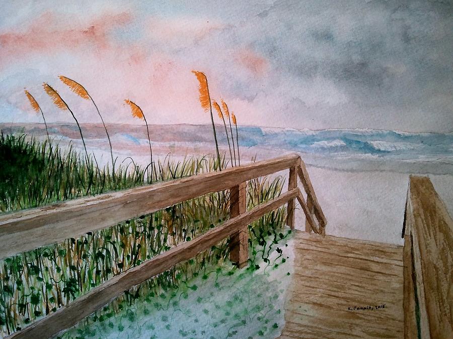 Beach Grass Painting by B Kathleen Fannin