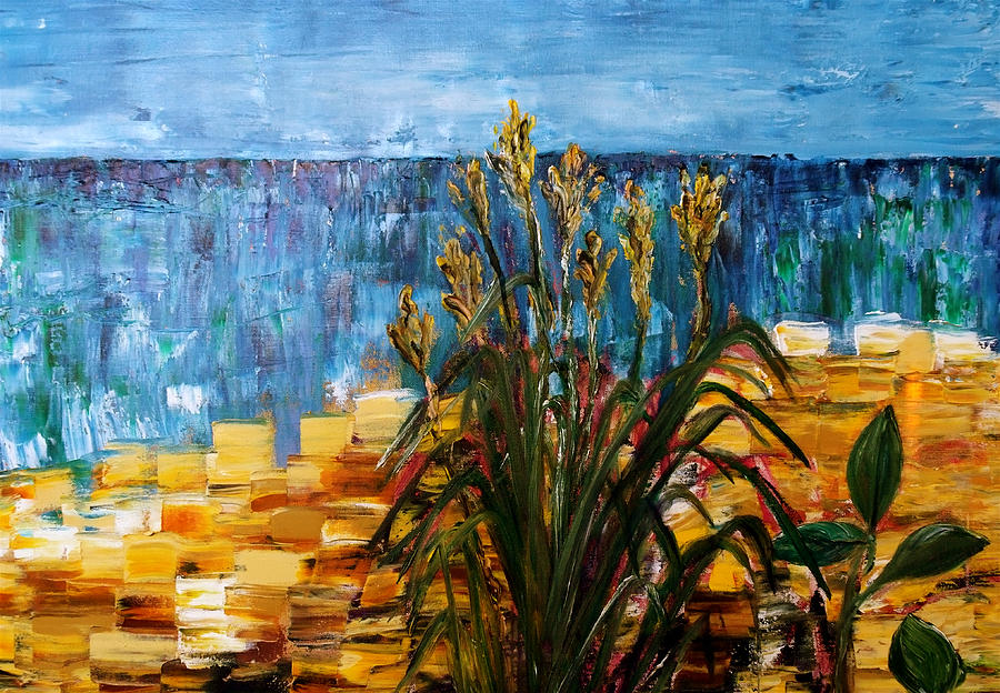 Lake Michigan Painting - Beach Grass Evanston Beach by Gregory Contemporary Art