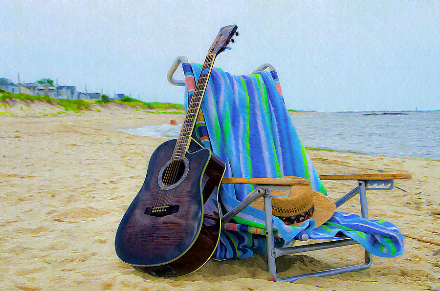 Beach Guitar Photograph by Bill Cannon