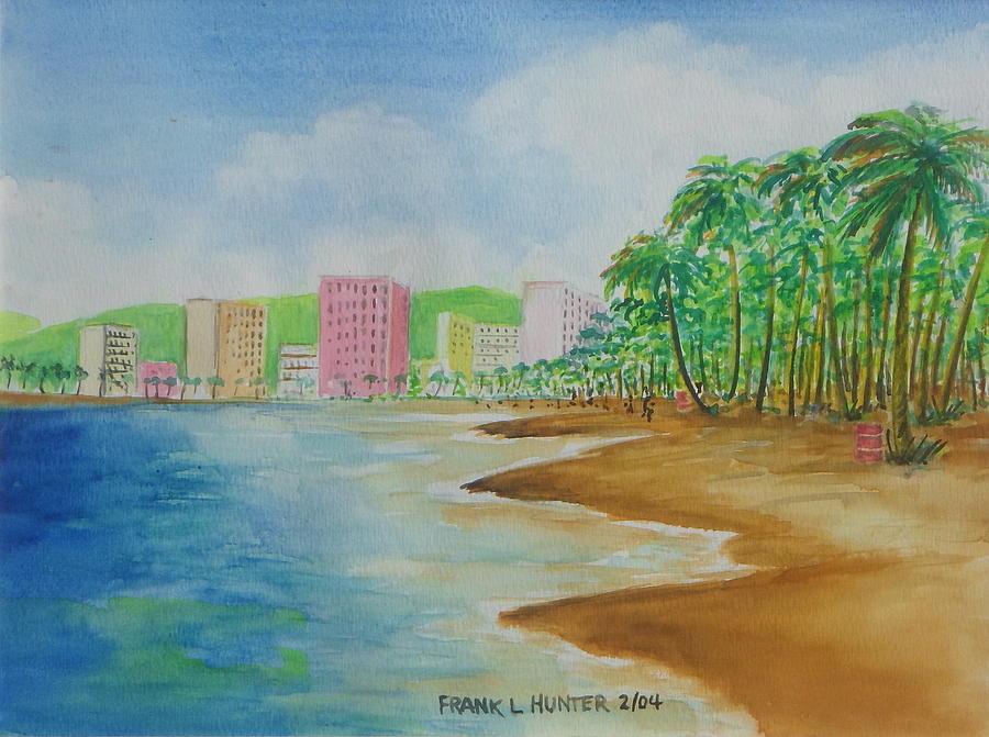 Beach Hotels in Puerto Rico Painting by Frank Hunter