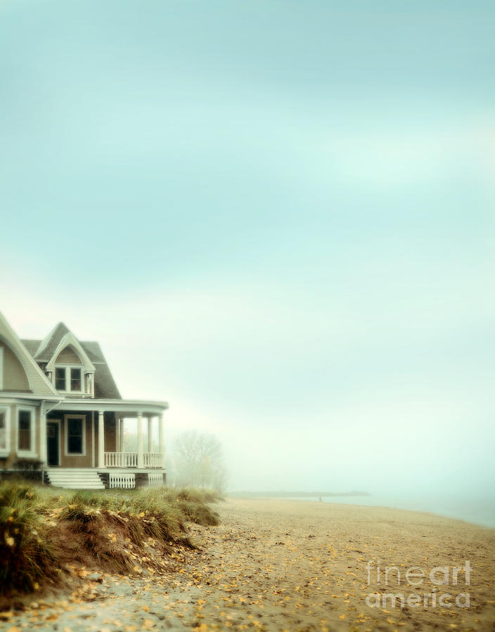 Beach House in Fog Photograph by Jill Battaglia