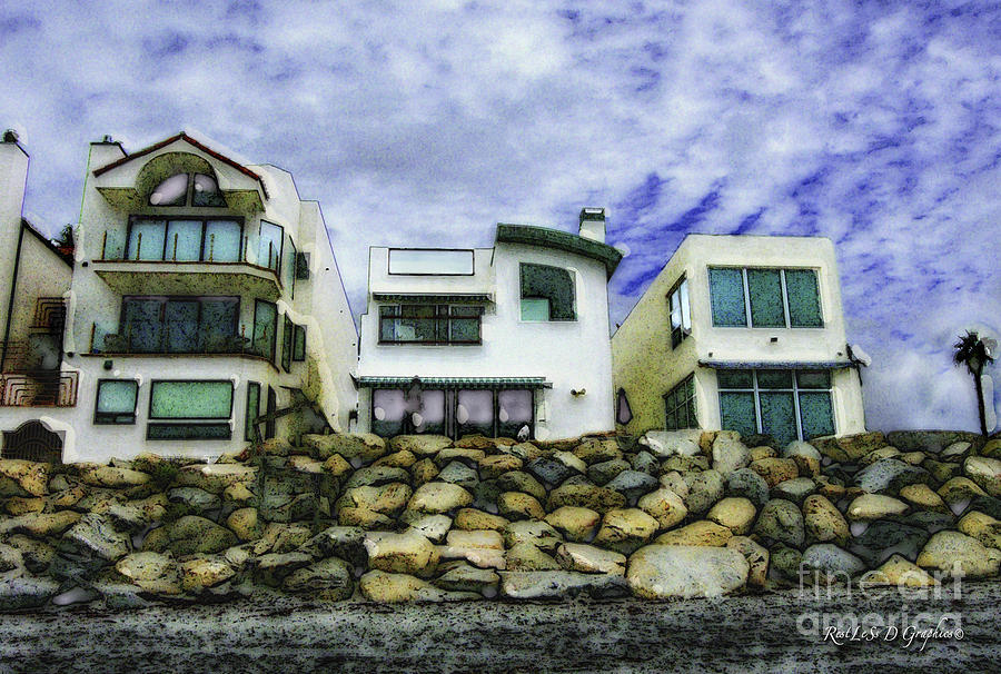 Beach Houses in Oceanside Digital Art by Rhonda Strickland