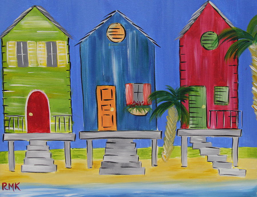 Beach Houses Painting by Uptown Art - Fine Art America