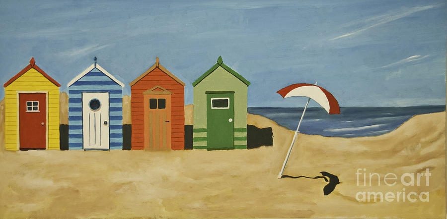 Beach Huts Painting by James Lavott