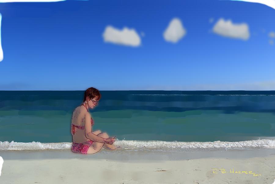 Beach Lady Painting by R B Harper