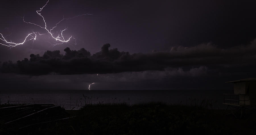 Beach Lightning Photograph by Christopher Perez