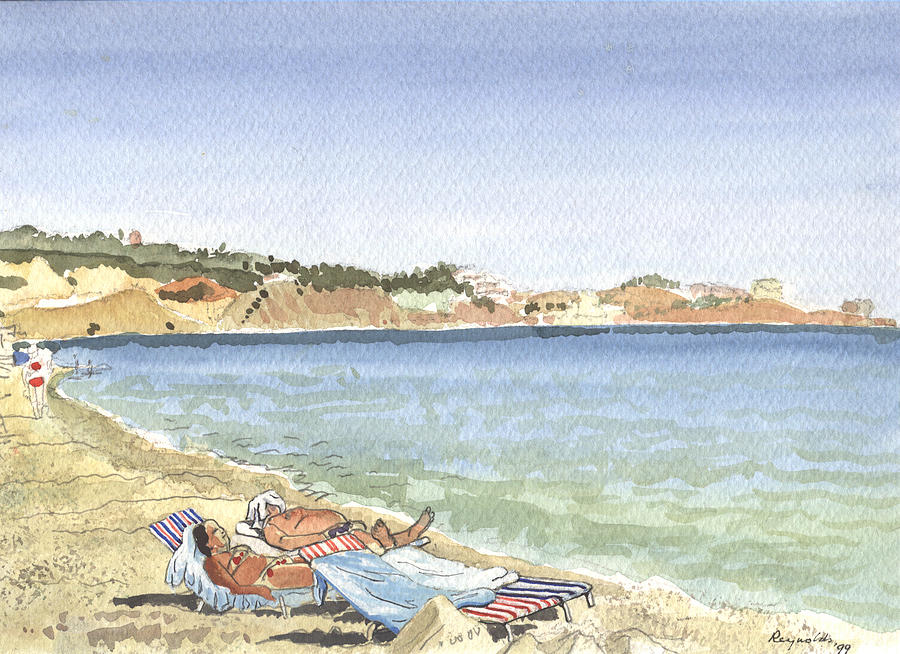 Beach Painting - Beach Loungers Fuengirola by Ted Reynolds
