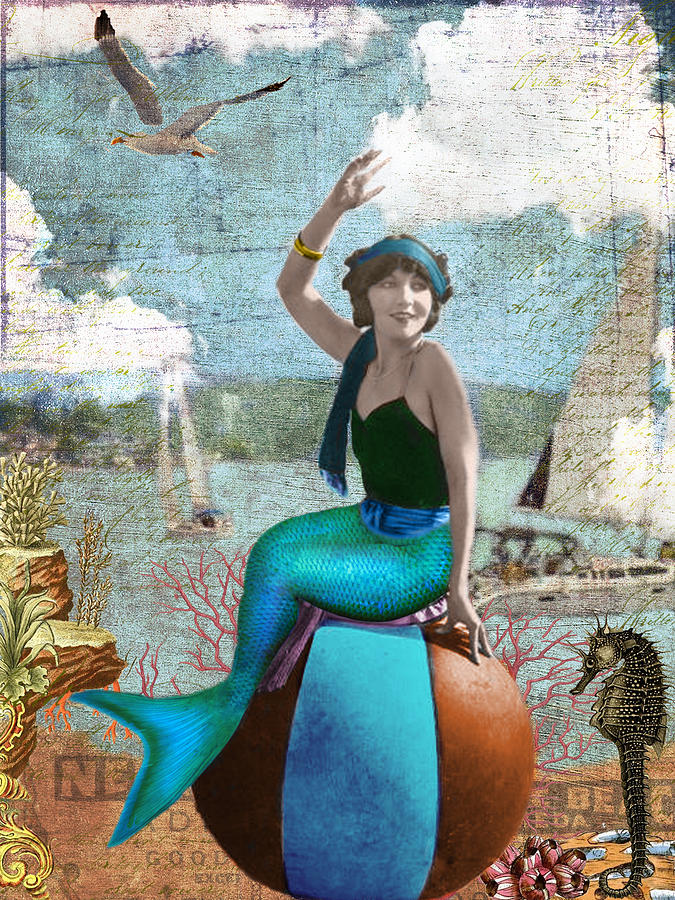 Beach Mermaid Mixed Media by Sandy Lloyd | Fine Art America