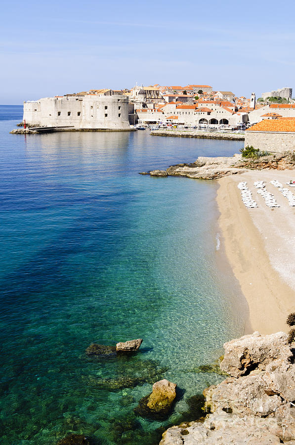 Architecture Photograph - Beach next to the city of Dubrovnik Croatia by Oscar Gutierrez