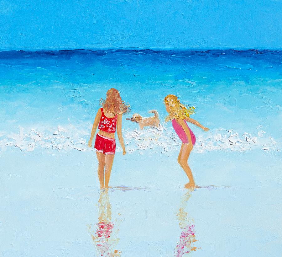 Impressionism Painting - Beach painting Beach Play by Jan Matson