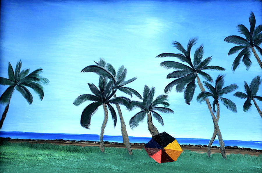 Beach Park in Hawaii Painting by Karen Nicholson
