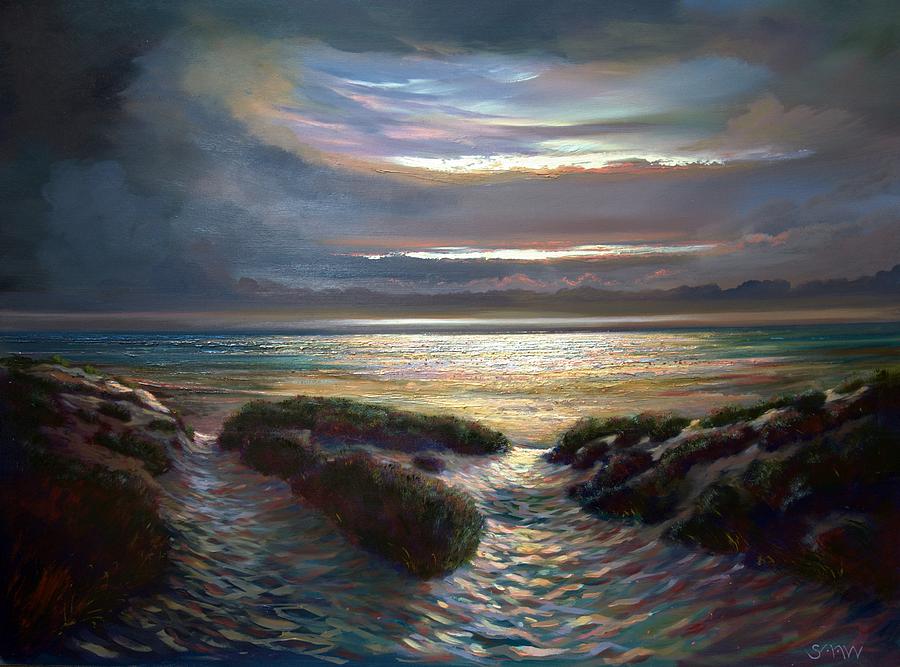 Sunset Painting - Beach Paths by Robert Shaw