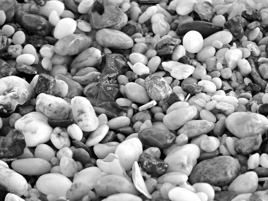 Beach Pebbles in Black and White Photograph by Dark Whimsy