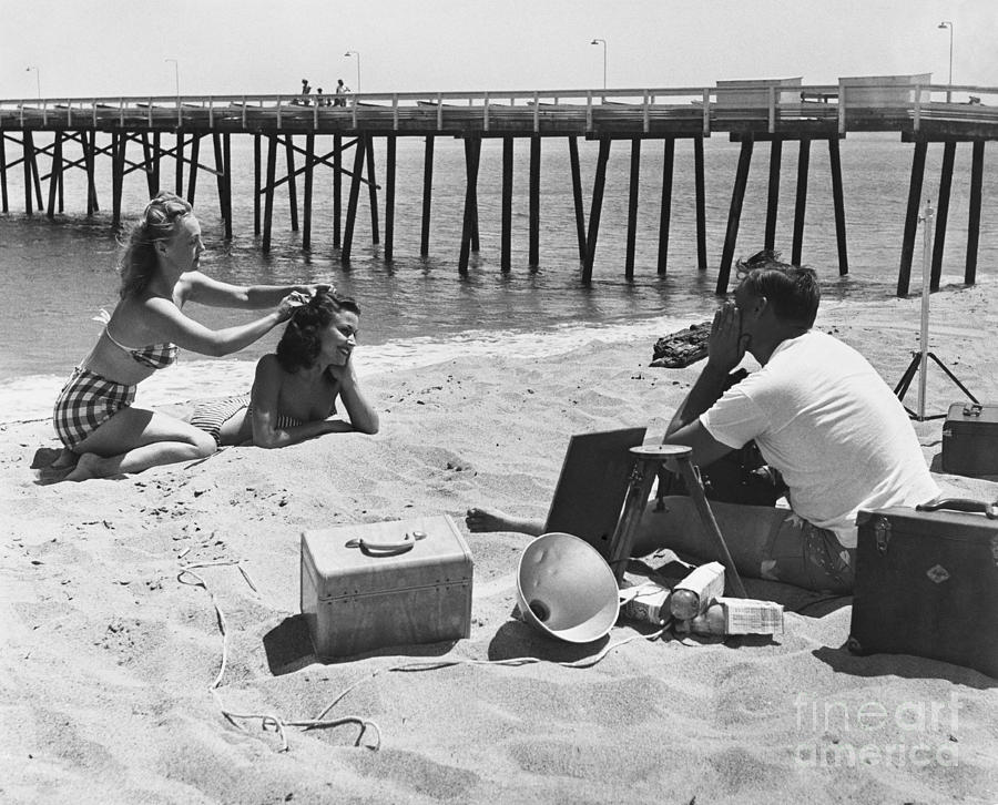 Beach Photo Shoot 1950s Photograph by Rapho Agence