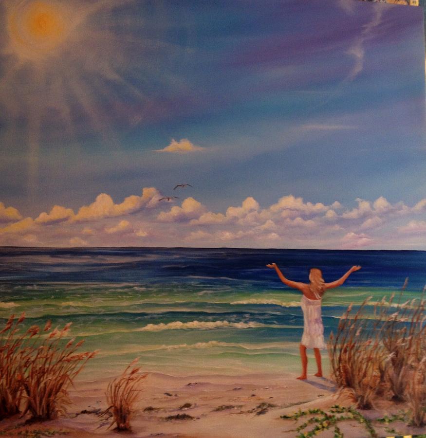 Beach Prayer Painting by Michell Givens
