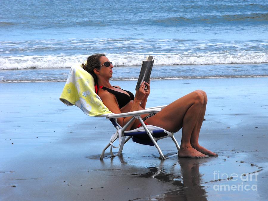 Rye Beach Photograph - Beach Reading by Lisa Gifford