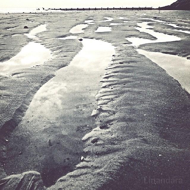 Landscape Photograph - #beach #reflections #water #mono by Linandara Linandara