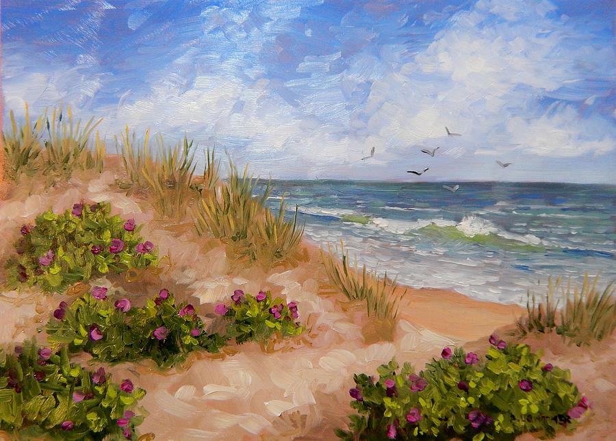 Beach Rose Garden Painting by Anna Lowther Fine Art America