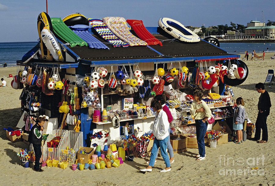 Beach Photograph - Beach Scene Weymouth Uk 80s by David Davies Beach Photograph - Beach Scene Weymouth Uk 80s by David Davies