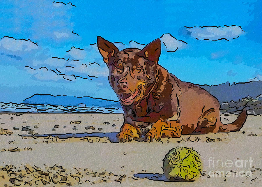 Beach Scout Abstract Dog Art by Omaste Witkowski Digital Art by Omaste Witkowski