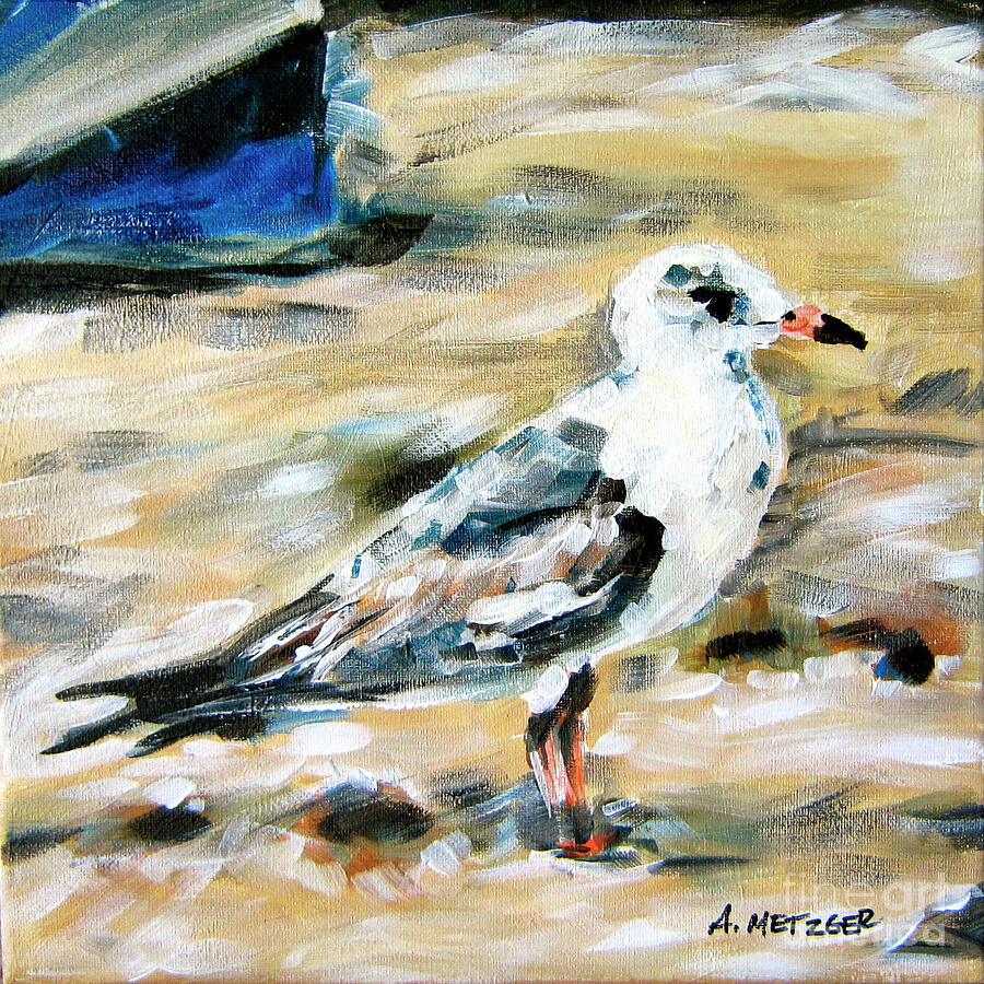 Beach Seagull Painting by Alan Metzger