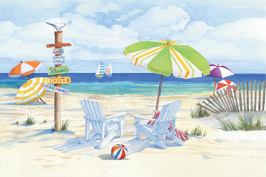 Seagull Painting - Beach Signs Adirondack Chairs by Paul Brent