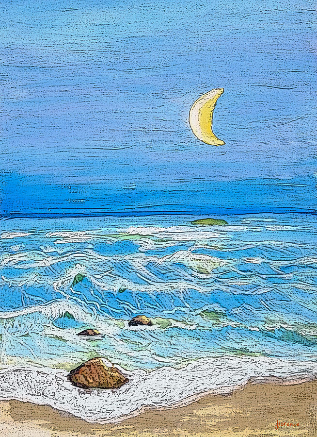 Beach Sketch Painting by Florentina Maria Popescu