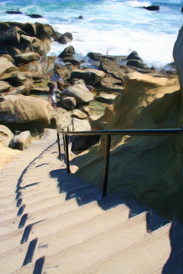 Beach Staircase Digital Art by Katherine Erickson