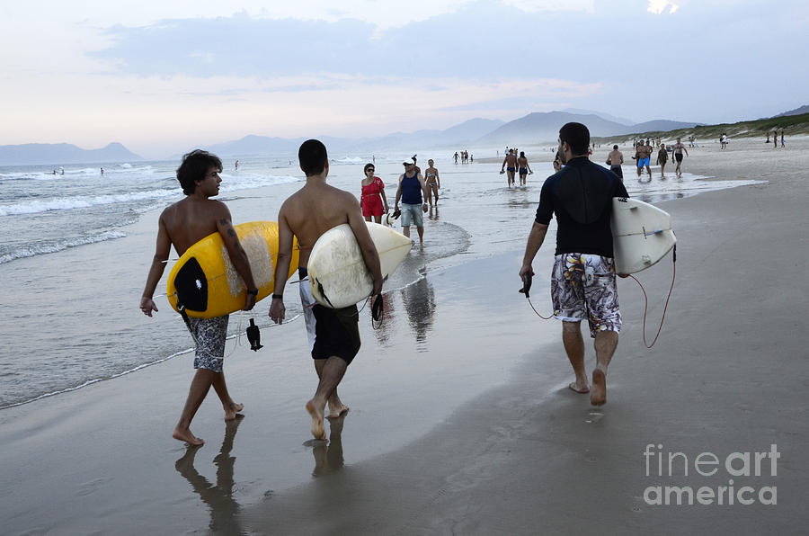 Surfers On The Beach Brazil Photograph by Bob Christopher